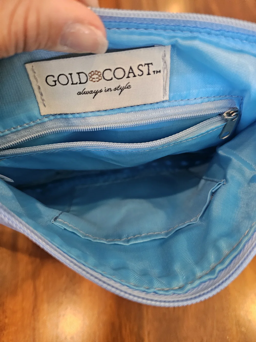 Gold Coast Light Baby Blue Perforated Crossbody Shoulder Bag